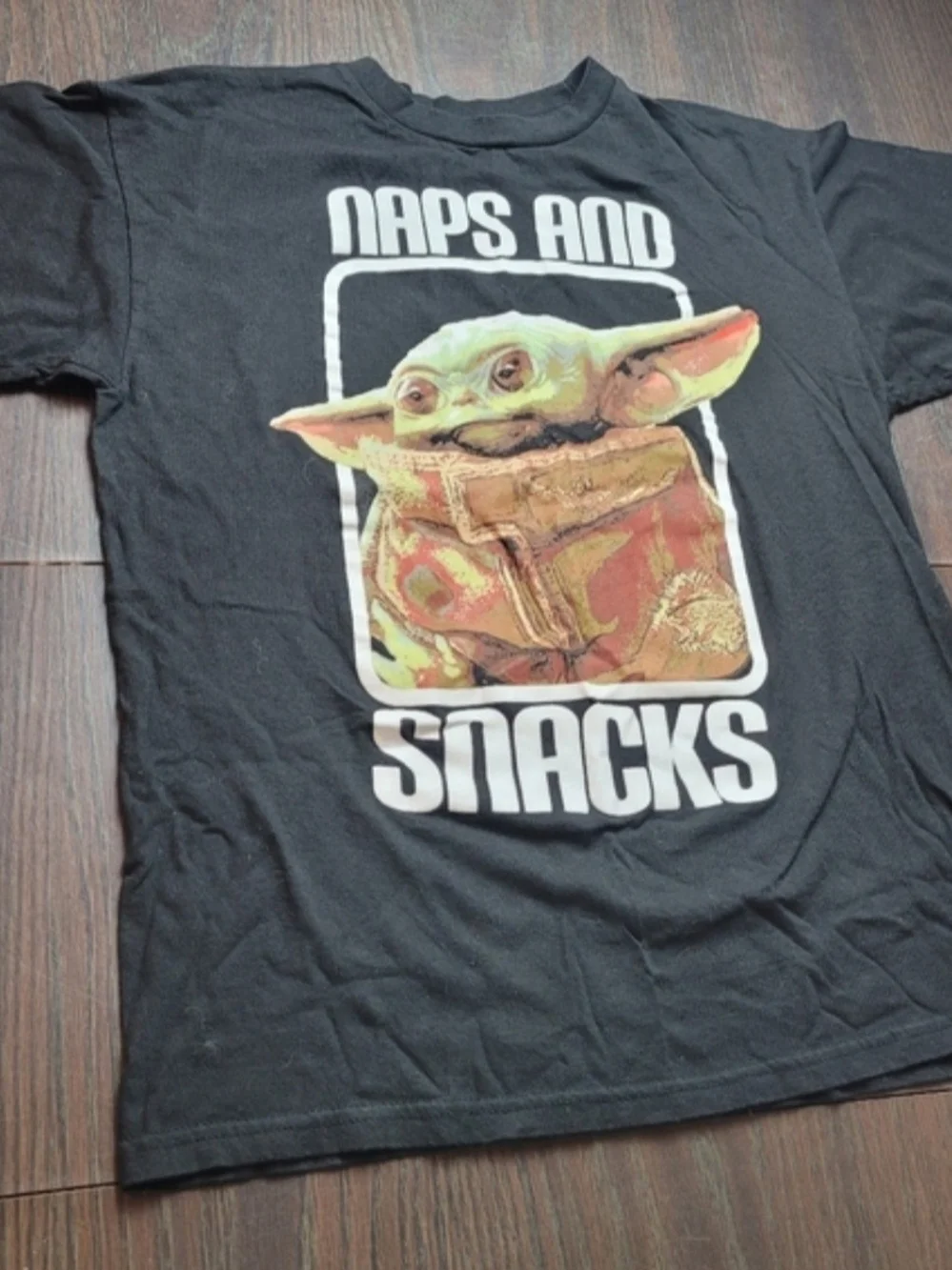 Star Wars Black 'Naps and Snacks' Baby Yoda Graphic Tee Medium